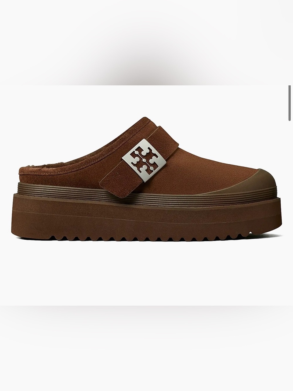 Tory Burch Brown Suede Platform Slip-On Mule - Picture 4 of 7